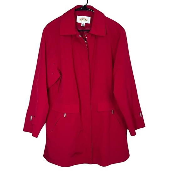 Talbots Short Trench Coat Classic Red Rain Jacket Lined Washable Packable Size M - Picture 1 of 15